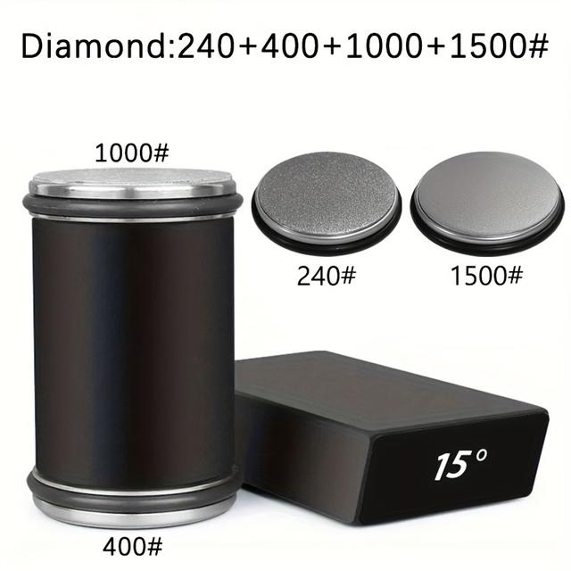 TEMU Magnetic Knife Holder And Diamond Sharpening Stone Set With 15-degree And 20-degree Angle Rollers For Kitchen Accessories.