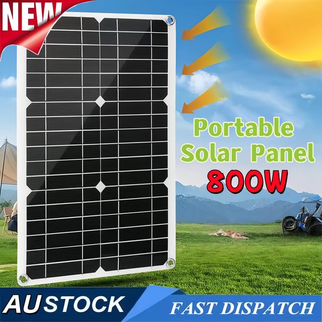 TEMU Portable Solar Panel, Equipped With - Charging Controller, An Extension Cord With Battery Clips And A Cable With Ten Wires, Featuring Dual Usb Output Ports, Suitable For Home And Outdoor Use.