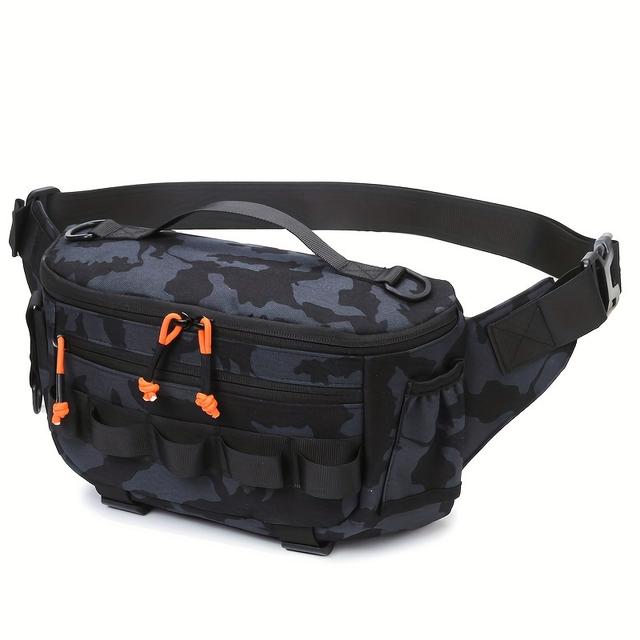 TEMU Large Capacity Men's Waist Bag, Multifunctional Fishing Lure Chest Bag, Crossbody Bag, Travel Cycling Shoulder Bag