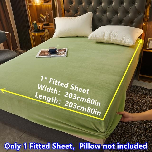 TEMU Gemütliches Grünes Samt-Bettlaken - Weicher Flanellstoff, Einfarbiges Winterbettzeug für Wärme und beim Schlafen, Maschinenwaschbar, Kissen Nicht Enthalten