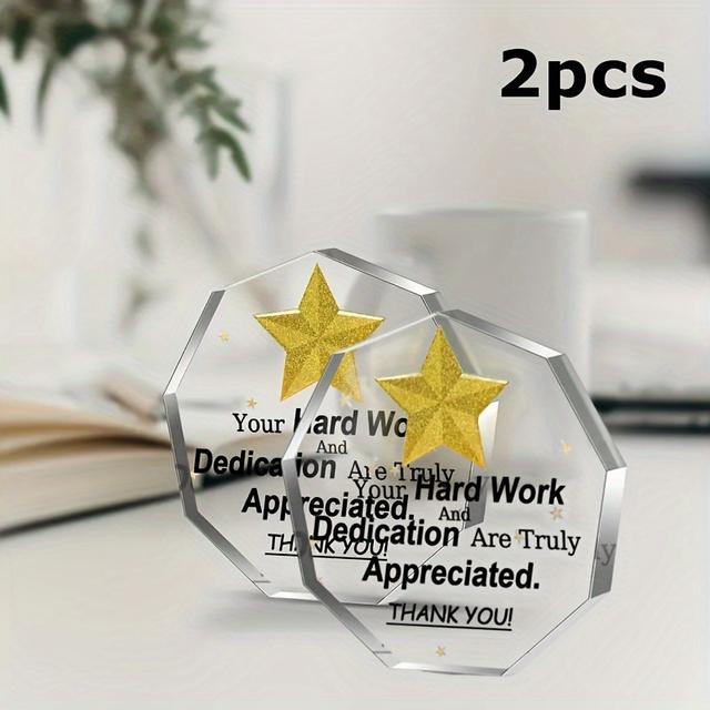 TEMU 2d Flat, 1pc/2pcs Acrylic Plaque Thank You Gifts - & Appreciated , Idea Inspirational Gifts For Teacher, Employee, Room Office Desk Decoration For Retirement