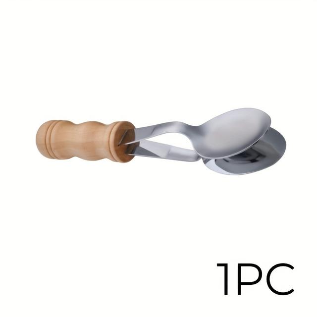 TEMU 1 pala musical de percusión con mango de madera | Instrumento de percusión folclórica, color plateado