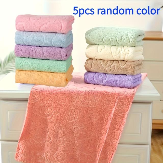 TEMU 5pcs Set Of Cute Cartoon Bear And Patterned Printed Towels, Suitable As Holiday Gifts, Soft And Absorbent Quick Drying Face Towels, Suitable For Cleaning , Living Room, And Outdoors