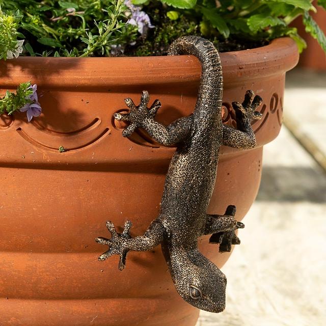 TEMU 1pc Resin Lizard Statue - Realistic Garden Decor For Indoor & Outdoor Use, Weather-resistant Material, No Battery Needed, Potted Plants And Home Decoration