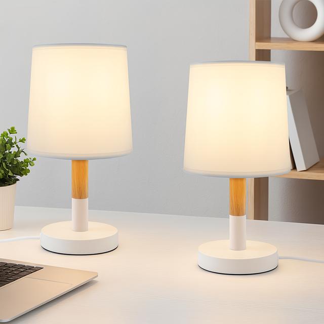 TEMU Lámpara de Mesa, Juego de 2 Lámparas para - Lámpara de Madera con E27, Lámpara de Noche para Dormitorio, Estilo , Ideal para Dormitorios y Oficinas - Bombilla No Incluida
