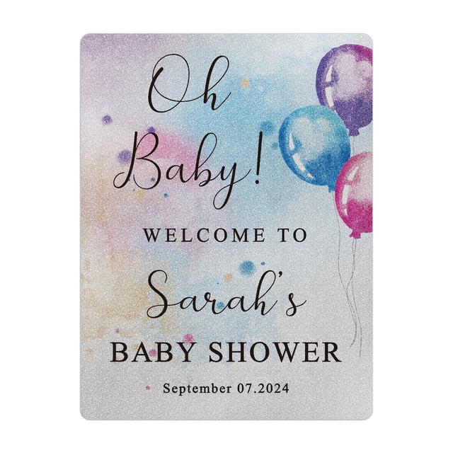 TEMU لوحة "أوه يا طفل" مخصصة مع بالونات زرقاء | لافتة ترحيبية متألقة لحفلة استقبال الطفل، حفل الزفاف، حفل | ديكور PVC غير كهربائي، قطعة واحدة