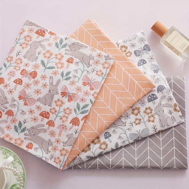 TEMU 4 piezas de cuadrados de colcha de de dibujos animados - Paquete de cuartos de grasa de conejito y para proyectos de costura y manualidades, para patchwork y manualidades de bricolaje
