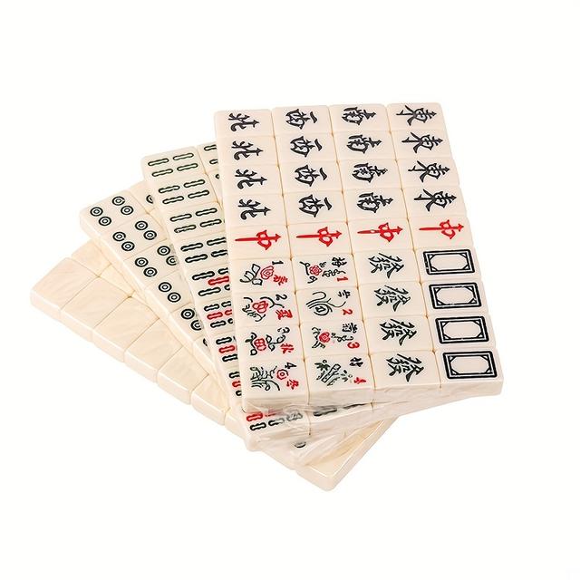 TEMU Mini Klassieke Ivoor Chinese Mahjongset met 146 Tegels - Reisgereed Bordspel voor Halloween & Kerstcadeaus