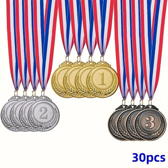TEMU 30-teiliges Sportmedaillenset: Goldene, Silberne und Bronzene Metallmedaillen für Marathonwettbewerbe und Ehrenauszeichnungen