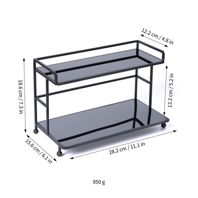 TEMU Skandinavisch Inspirierter Acryl-Desktop-Organizer - Vielseitiges Aufbewahrungsregal für Kosmetik, Parfüme & Mehr - Schwarz/Weiß, Freistehendes Design für Badezimmer, Wohnzimmer, Eingangsbereich