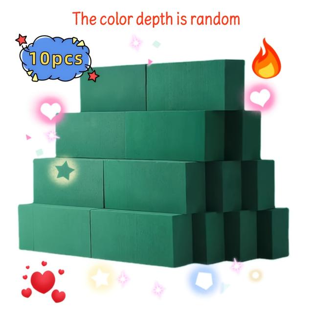 TEMU 10 ks velké zelené pěnové čtverce na květiny, samostřihací aranžmá květin, svatební a party dekorace, trendy potřeby pro umělecké projekty