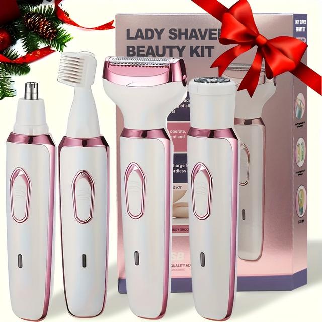 TEMU Rechargeable Women's Grooming Kit - Electric Shaver For Face, Nose, Legs & Bikini Trimmer - Wet/dry Use/portable, Gentle, Women's Gift, Day Gift