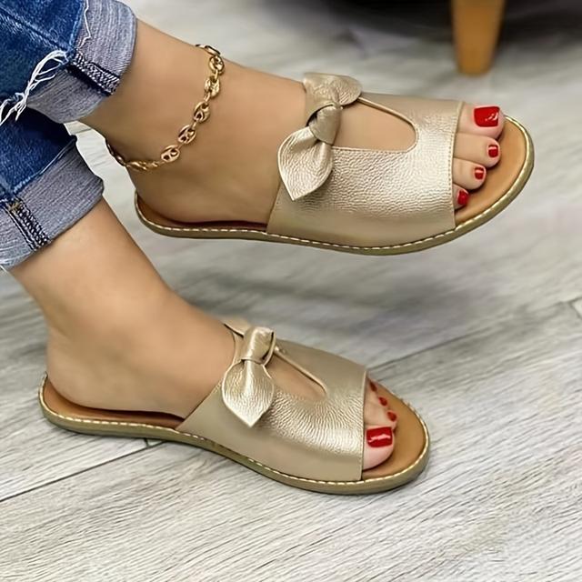 TEMU Summer Women Slippers Shoes Cute -knot Flats Casual Sandals Solid Color Beach Sandals, Women Shoes