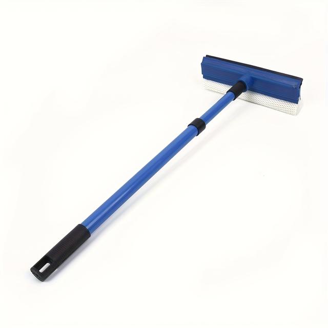 TEMU Telescopic Window Squeegee - Glass Cleaner With Adjustable Length Up To Inches, Spring-loaded Swivel Head, Lightweight Plastic, Ideal For Living Room, Bathroom, And Kitchen Use