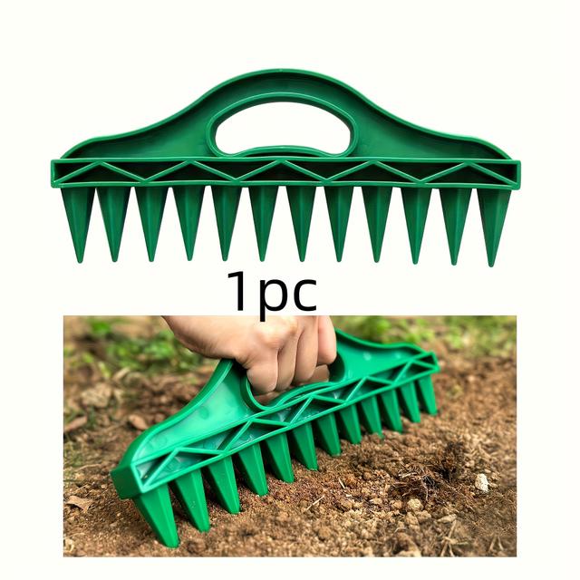 TEMU 1 Green Waterproof Plastic Hand-held Seeding Tool With 12-hole Design, Durable Seeder, Suitable For Sowing And Loosening Soil, No Electricity Required, Ideal For Garden Use