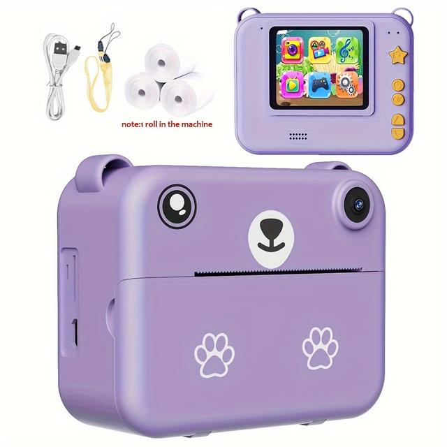 TEMU Instant Camera For Kids, Perfect Birthday Present For Children Aged 4 And Up, Includes 3 Rolls Of Inkless Disposable Paper, Ideal For Back-to-school, Birthdays, Halloween, And Christmas