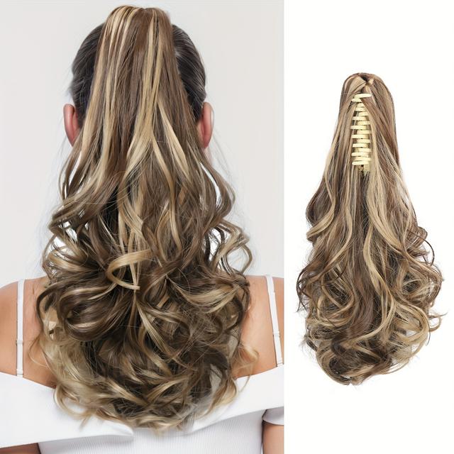 TEMU 14-inch Claw Clip Ponytail In Colors, Extended Pear Flower Curls, Multi-layered Long Wavy Ponytail, Synthetic Hair Extensions Suitable For Women To Wear During New Year Role-playing