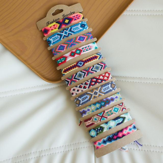 TEMU 12 pulseras trenzadas hechas a : diseños geométricos en colores vibrantes - perfectas para el uso diario y