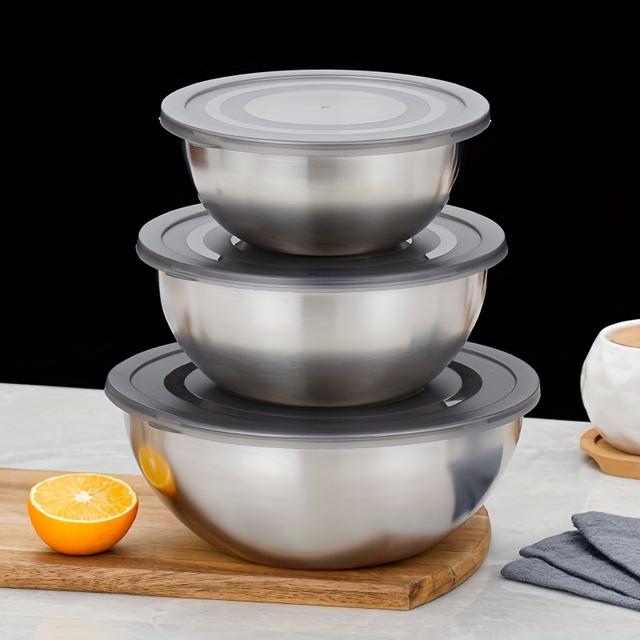 TEMU Stainless Steel Mixing Bowl, Dough Bowl, Salad Bowl, For Cooking Food, Kitchenware