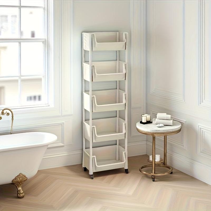 TEMU A 5-tier Storage Cart Featuring 4 Wheels, Suitable For Organizing Items In The Bedroom And Living Room, Equipped With Swivel Wheels For Mobility, Also Ideal For Bathroom And Dormitory Use