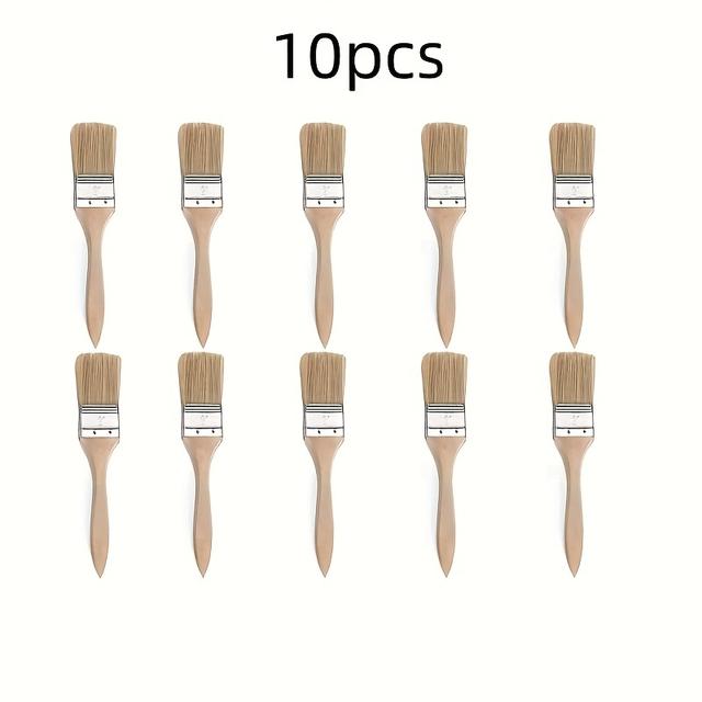 TEMU 【10本セット】木製ペイントブラシ（ハンドル付き）、2インチの毛、天然エンド、ペイントや染色用、耐久性と快適なグリップで滑らかな表面に最適、プロの作業やプロジェクトに最適、ペイントツール