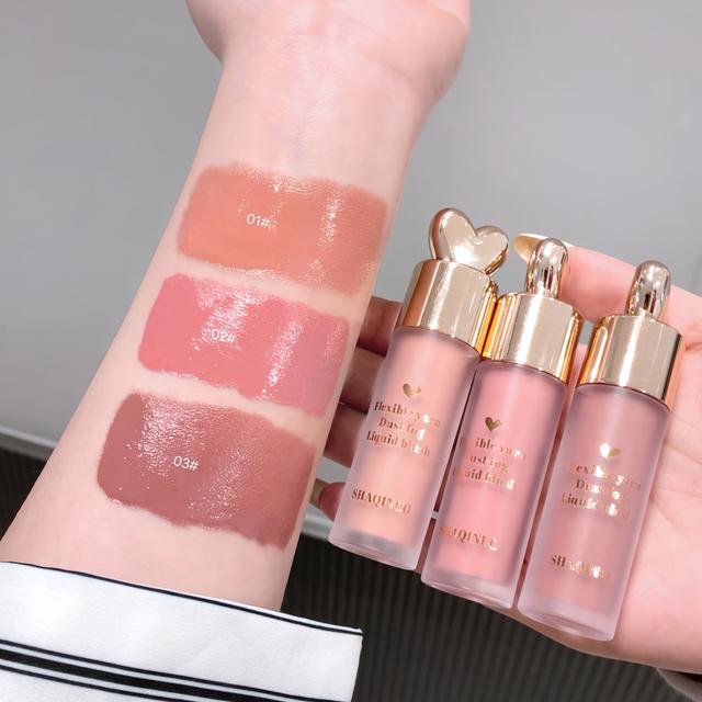 TEMU حزمة مكونة من 3 قطع، خليط سائل أحمر الخدود باللون الوردي ، لون مطفي طبيعي ناعم طويل الأمد، مقاوم للماء، يظهر الحيوية وروان المكياج السائل