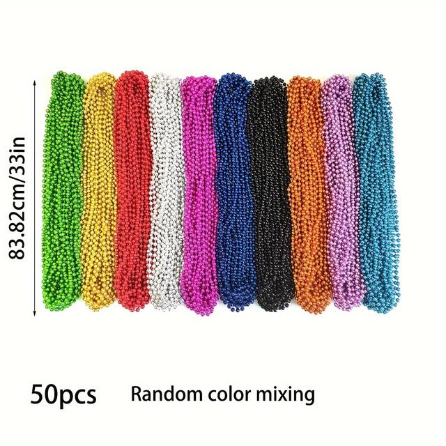 TEMU NOVBAON 파티용 비즈 목걸이 50개입: 다양한 색상, 길이 33인치/84cm, 목과 손목 장식에 적합. 카니발, 생일, 새해, 성 패트릭 데이, 크리스마스, 추수감사절과 같은 축제에 이상적입니다.