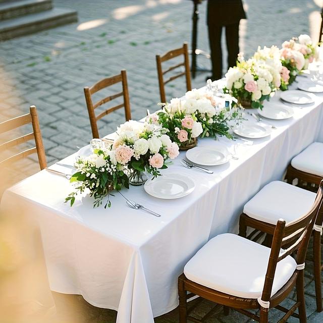 TEMU Halloween, Christmas, 1pc Elegant Wedding Tablecloth - Luxurious Polyester Banquet Cover For Formal Dinners & Parties – Easy- Or Event Decorations With Smooth