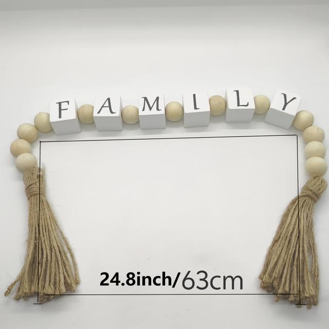 TEMU 1 szt., Dekoracja Domowa, Drewniana Koralikowa Frędzla, Kwadratowa , Drewniana Koralikowa Dekoracja Domowa, Vintage Frędzla, Drewniana Koralikowa Ozdoba, Idealny Prezent