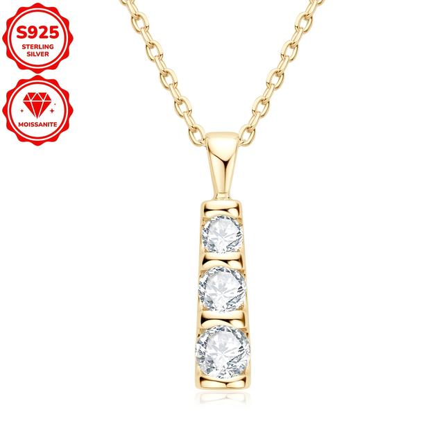 TEMU Collier pendentif Moissanite 0,6 ct avec perle ronde de 2,91 g - Tailles : 4 mm + 3,5 mm + 3 mm (total 0,6 carats) en argent 925 pour femme