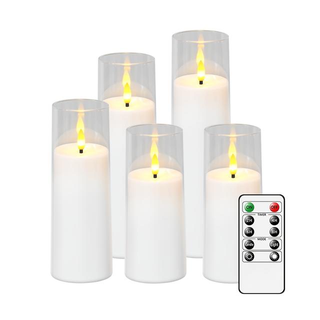 TEMU Flickering Flameless Candle With Remote Control & Timer, Led Candle For Christmas Halloween Wedding Decoration, White, Decoration For Christmas, Wedding, Bar, Cafe And Shop Display