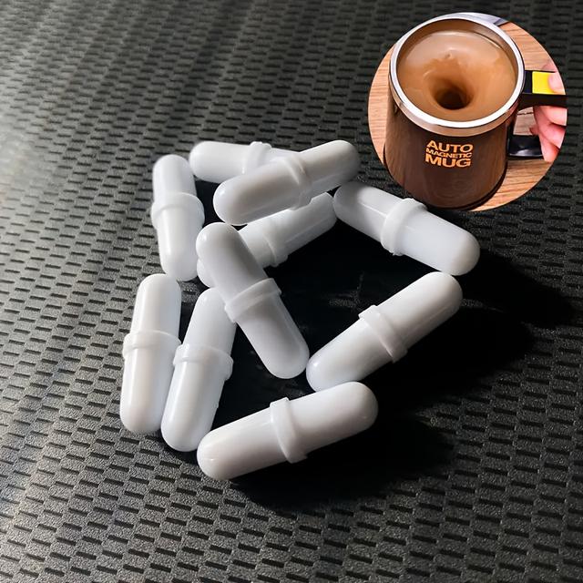 TEMU 10pcs Automatic Self-stirring Non-corroding Thermal Magnetic Mug Capsule Cylindrical Magnetic Stirring Rod Cup Accessories