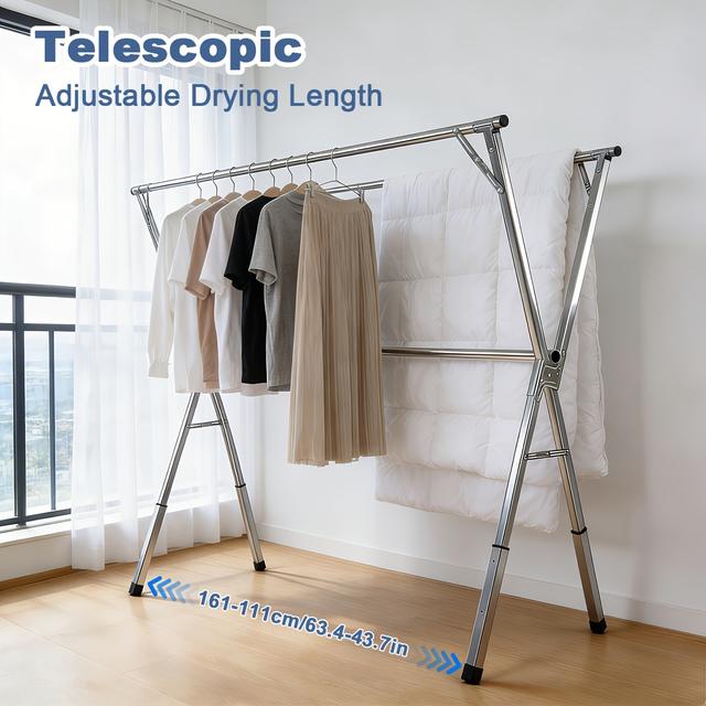 TEMU Heavy Duty Clothes Drying Rack | Retractable , Durable Metal Foldable Laundry Rack For Indoor And Outdoor, Space-saving, Drying Racks
