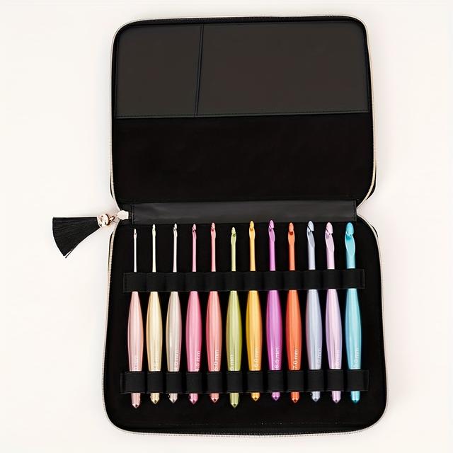 TEMU Colorful Ergonomic Crochet Hooks Large Handle For Knitting Yarn, Needles Set Of 12 (3 Mm-10mm) Storage Bag For Crocheting, Knitting & Crafting