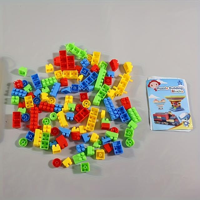 TEMU 100 قطعة من كتل البناء الملونة - تعزيز الإبداع والمهارات الحركية، هدية مثالية للعطلات للأطفال، ألعاب بناء بلاستيكية|كتل بناء ملونة|بلاستيك متين