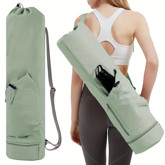 TEMU Versatile Yoga Mat Carrier With Water Bottle Holder And Wet Pocket - Durable Polyester, Shoulder Strap Included