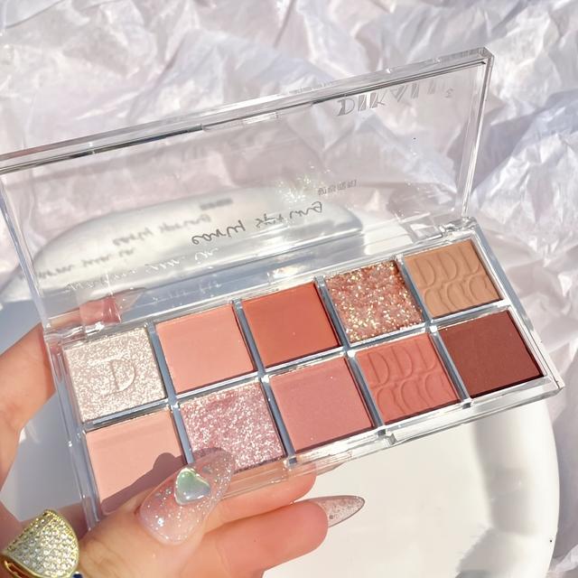 TEMU paleta cieni do powiek w 10 odcieniach żółto-brązowych, zawierająca matowe, połyskujące i brokatowe cienie o nasyceniu dla naturalnego makijażu