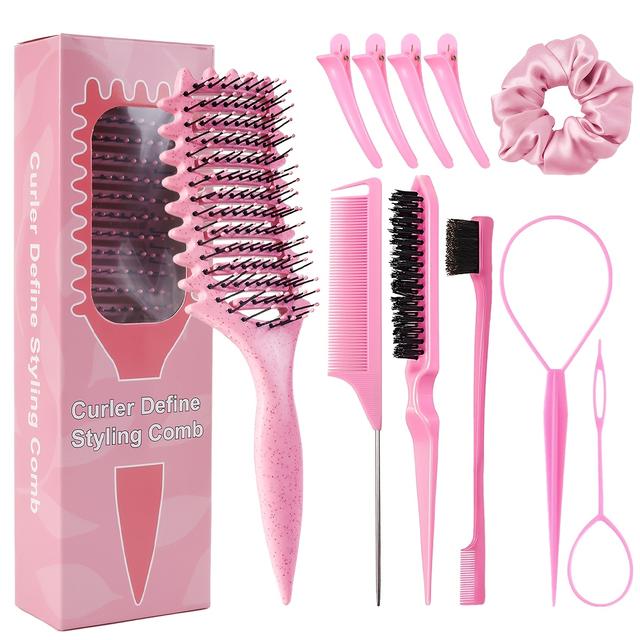 TEMU 11pcs Professional Hair Brush Set | Enhancing Tools With Combs And Additions, Gift Box Included, Mother, Sisters, Female