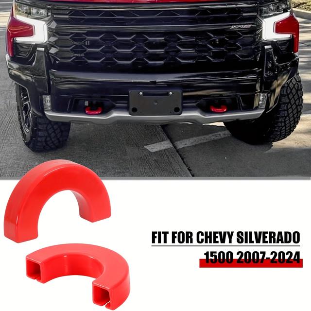 TEMU The Trailer Hitch Cover Is Compatible With The For Silverado 1500 From 2007 To 2024, Featuring Trailer Hitch In Red.