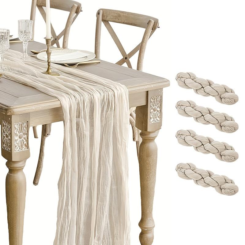 TEMU 4pcs Cheese Cloth Table Runner Bohemian Gauze Fabric Table Runner Country Transparent Table Runner Suitable For Wedding Birthday Children Shower Party Bohemian Table Decoration (medium Beige)