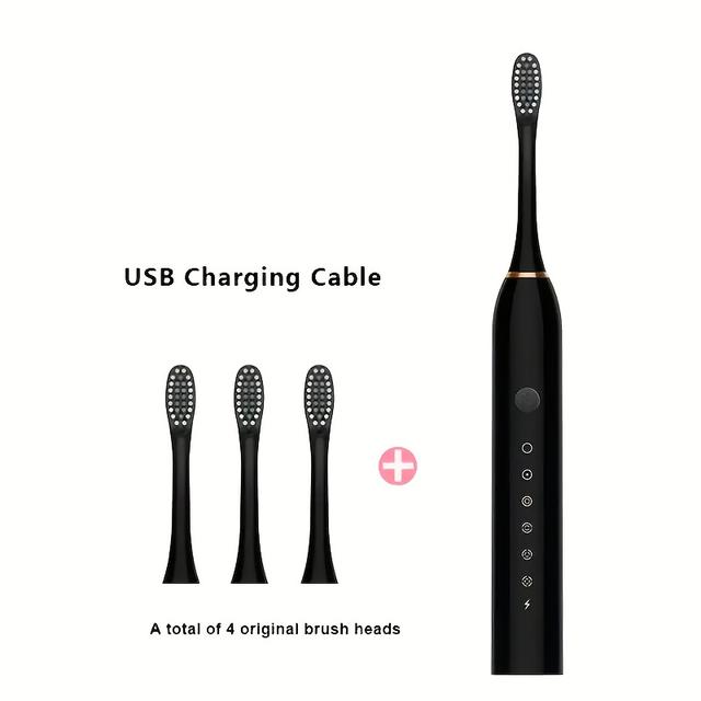 TEMU 4-heads Level Adult Electric Toothbrush Set, Rechargeable Usb Toothbrush, With Soft Brush Head, Suitable For Men And Women At Home And Travel Soft Toothbrush - 6 Smart , Compact And Portable