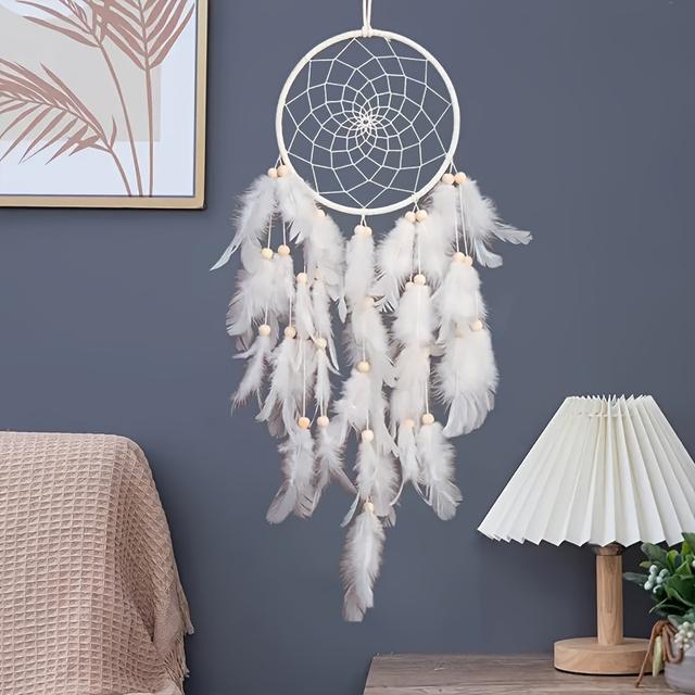 TEMU Bohemian Handmade Wall Hanging - Unique Handcrafted Feather Decorations, Suitable For Bedrooms, Living Rooms, Or