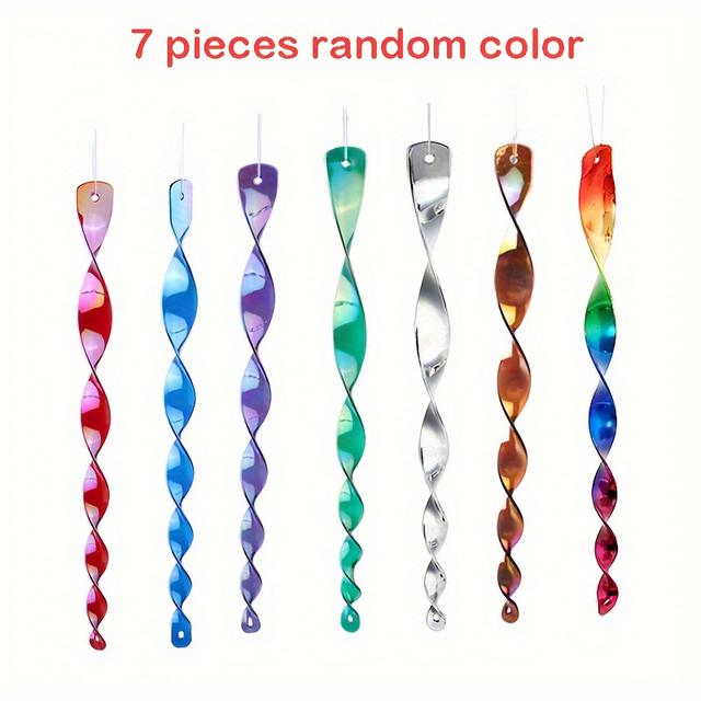 TEMU 7pcs Reflective Bird Repellent Wind Spinners, Plastic Scare Rods With Spinning Design, Device For Outdoor Gardens And Farms
