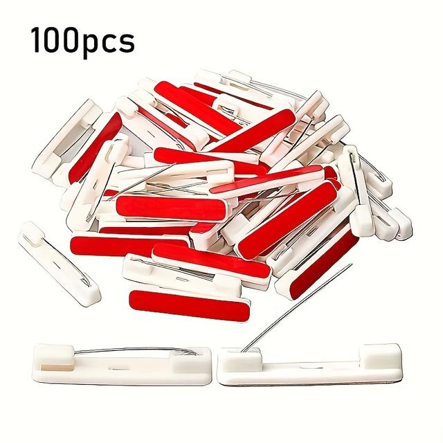 TEMU 100pcs White Plastic Pins, Suitable For Name Tags, Id Badges And Lanyards, Durable And Firm, Easy Design, Sturdy Construction