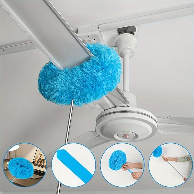 TEMU 1pc Ceiling Fan Duster With Extendable Pole - Detachable Brush For , Ideal For High Ceilings & Car Interiors