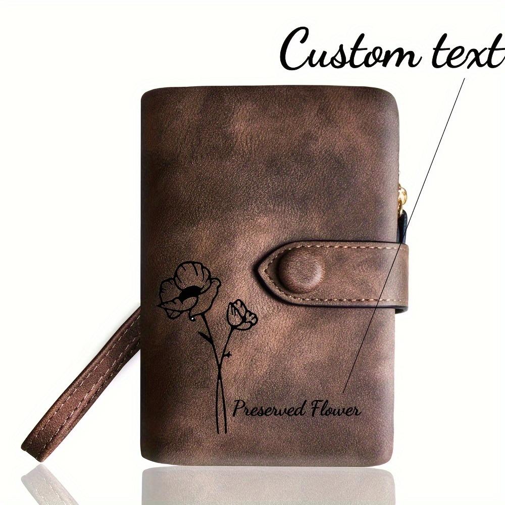 TEMU Personalizable Women's Wallet, Compact Bifold Clutch Purse For Women Featuring An Id Slot And 15 Card Compartments