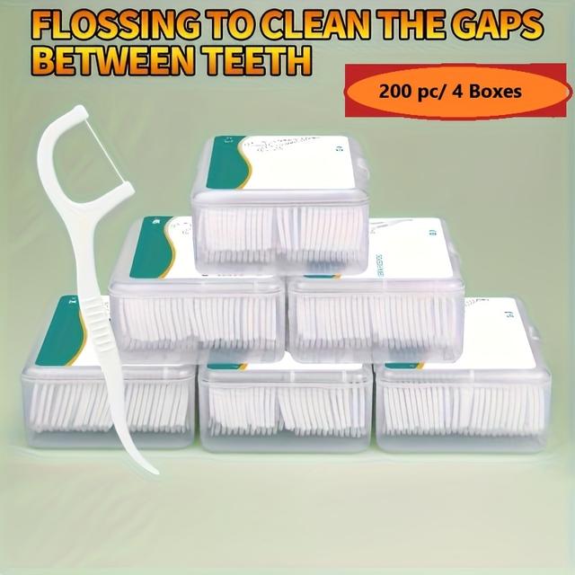 TEMU 200 piezas/4 cajas de hilo dental ultradelgado, palillos y cepillos interdentales, limpieza bucal y productos esenciales para el cuidado interdental en viajes