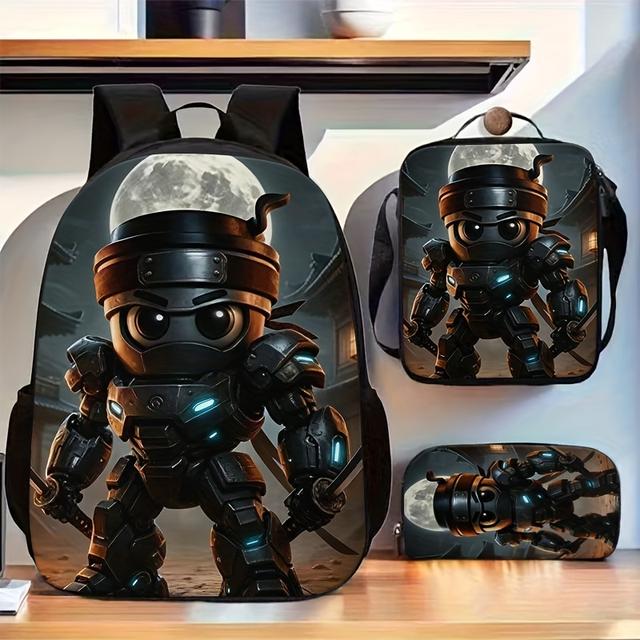 TEMU Set de 3 mochilas unisex con estampado de Cappuccino - Incluye una bandolera y un estuche para lápices, para adolescentes