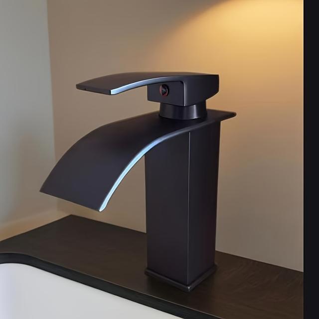 TEMU Contemporary Black Bathroom Sink Faucet Featuring A Single Handle For Hot And Cold Water Control, Designed For Vanity Sinks And Countertop , Compatible With For All Lines