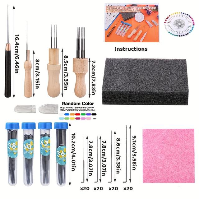 TEMU Set Of Tools For Needle Felting, Including Needles And Wooden Handles, Featuring Felting Needles In 4 Different Sizes, Perfect For Felting Projects